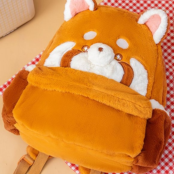 Red Panda Plush Backpack | Women Kids Cute School Laptop Handbag - Picture 4 of 10